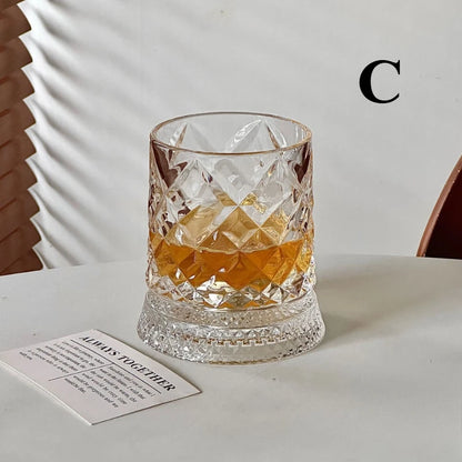 1PCS Rotating Whisky Glass 360 Degree Rotating Crystal Beer Glass Thick Base for Bourbon And Scotch Whisky a Unique Gift for Men