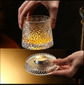 2026 New Whiskey Glasses Rotating Whisky Glass with Glass Base 360 Rotate Degrees Crystal Rum Glass for Cocktail Party Drinking